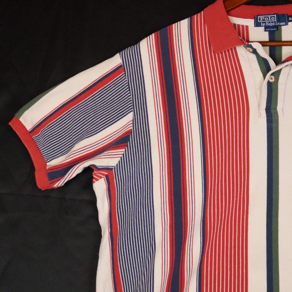 Polo Ralph Lauren Polo Mens XL Multi Stripe Vintage Made in USA Cotton